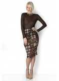 BROWN DRΟPED SKIRT